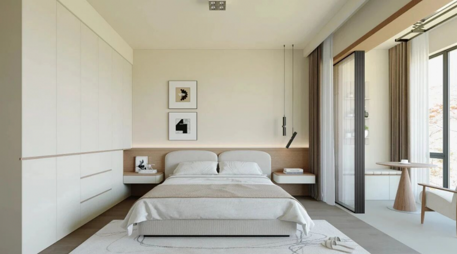 原木风三居室卧室装修效果图