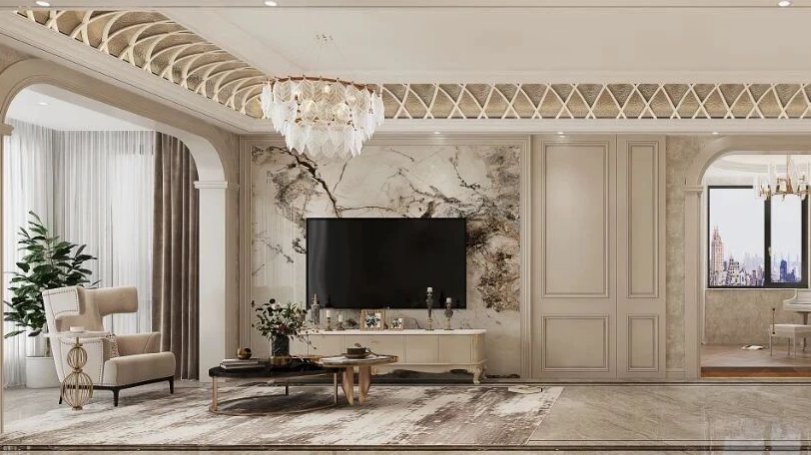 美式三居室装修效果图