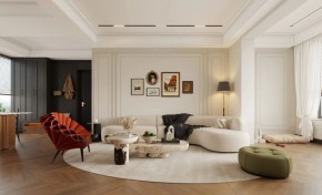 法式复古三居室客厅装修效果图