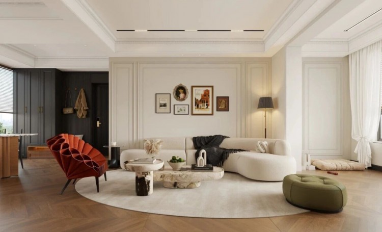 法式复古三居室客厅装修效果图