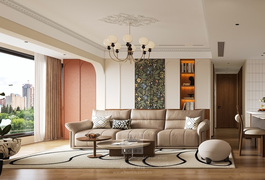 保利云上流光三居室客厅装修效果图