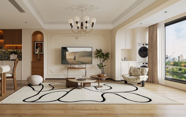 保利云上流光三居室客厅装修效果图