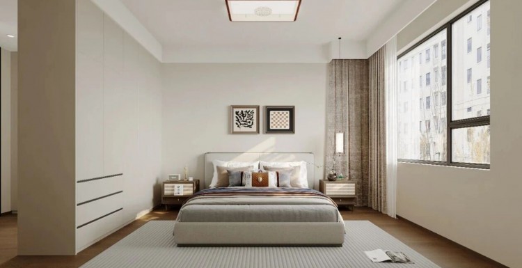 现代简约三居室卧室装修效果图