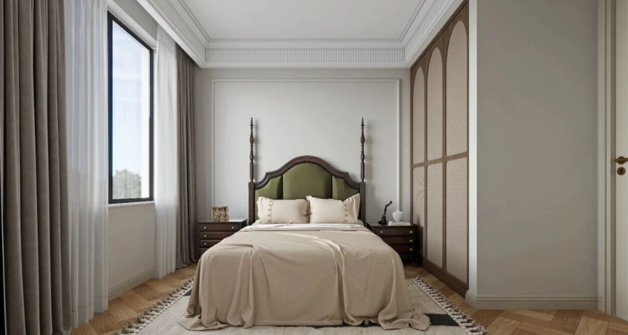 法式奶油三居室卧室装修效果图