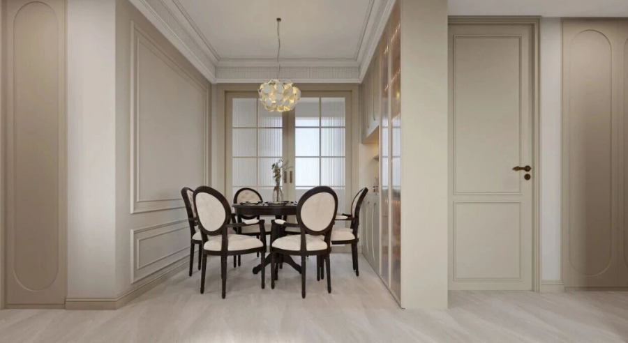 法式奶油三居室餐厅装修效果图