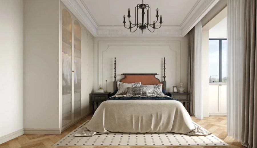 法式奶油三居室卧室装修效果图