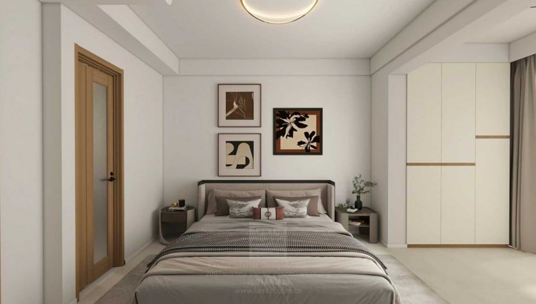 浅隐林泉现代简约三居室卧室装修效果图