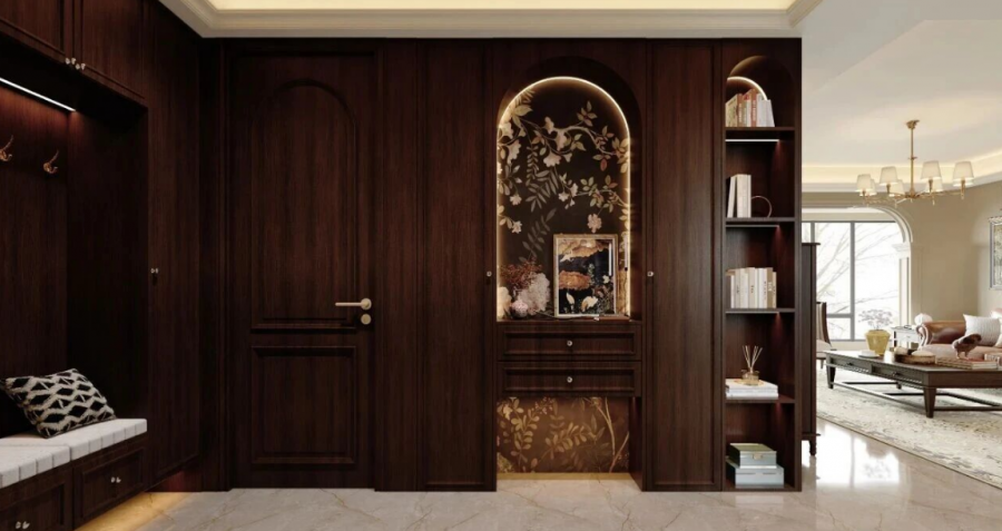 美式复古三居室玄关装修效果图