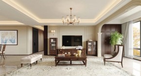 美式复古三居室客厅装修效果图