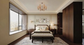 美式复古三居室卧室装修效果图