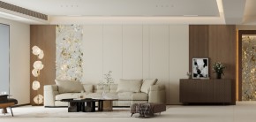 湖畔花园意式轻奢大平层客厅装修效果图