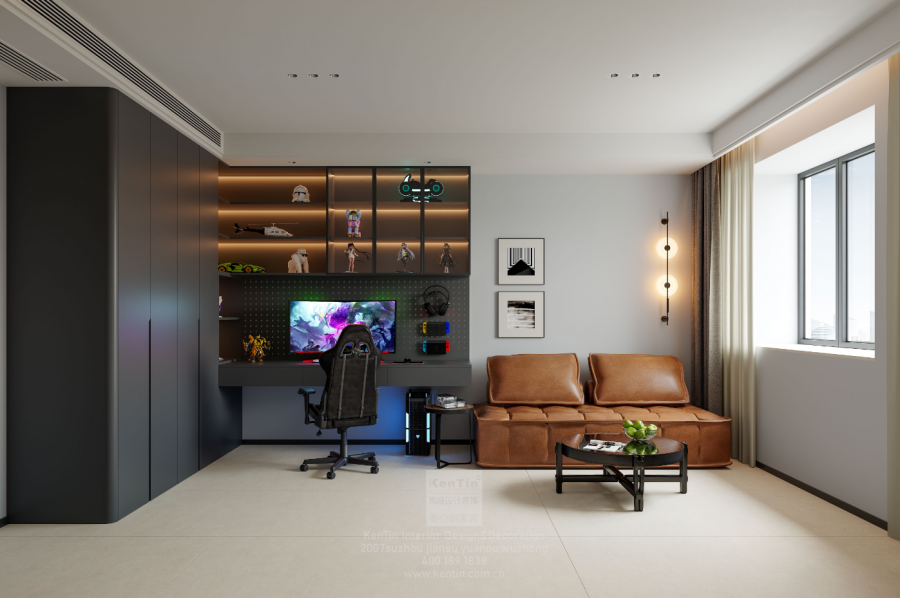 湖畔花园意式轻奢大平层电竞房装修效果图