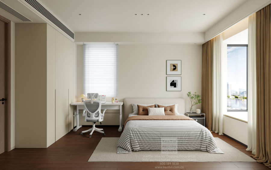 湖畔花园意式轻奢大平层卧室装修效果图