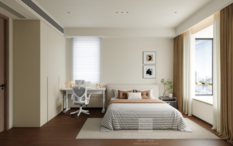 湖畔花园意式轻奢大平层卧室装修效果图