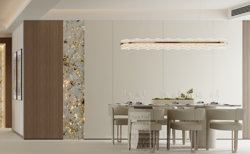 湖畔花园意式轻奢大平层餐厅装修效果图