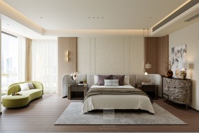 湖畔花园意式轻奢大平层卧室装修效果图