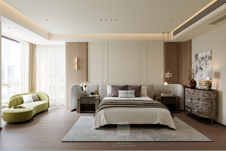 湖畔花园意式轻奢大平层卧室装修效果图