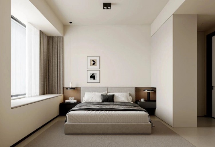 现代简约三居室卧室装修效果图