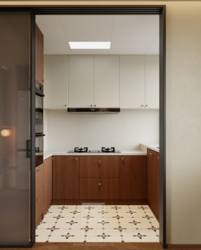 自由水岸中古风三居室厨房装修效果图