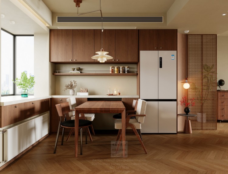 自由水岸中古风三居室餐厅装修效果图