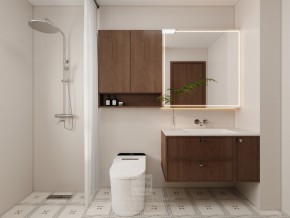 自由水岸中古风三居室卫生间装修效果图