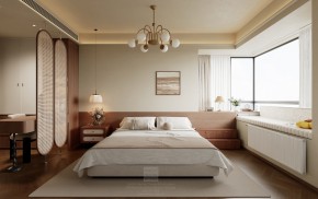 自由水岸中古风三居室卧室装修效果图