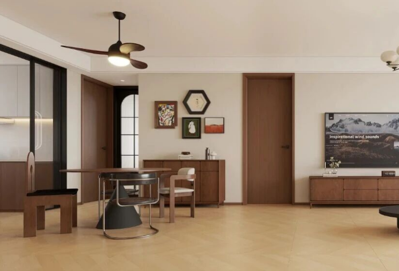 现代中古风三居室餐厅装修效果图