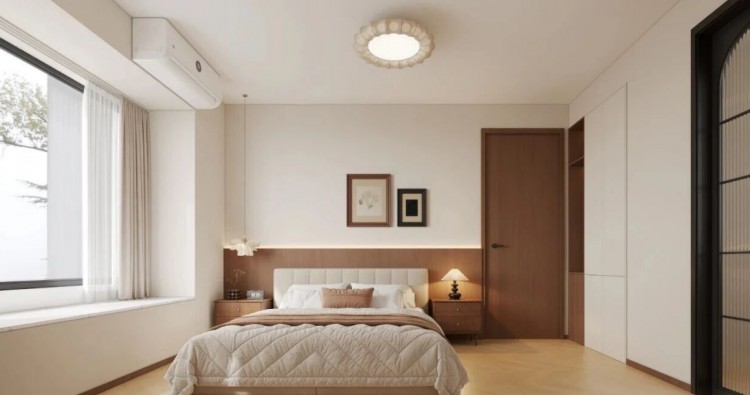 现代中古风三居室卧室装修效果图