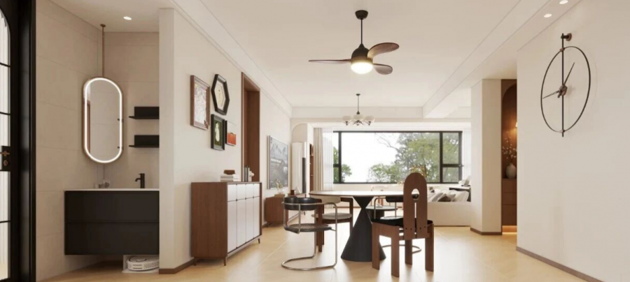 现代中古风三居室餐厅装修效果图