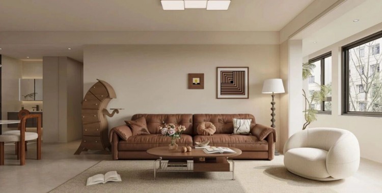 现代法式三居室客厅装修效果图