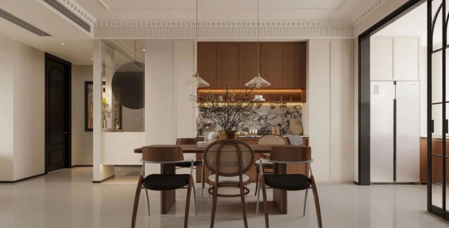 现代法式三居室餐厅装修效果图