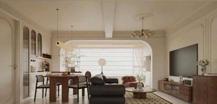 法式三居室客厅装修效果图