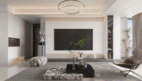 现代简约三居室客厅装修效果图