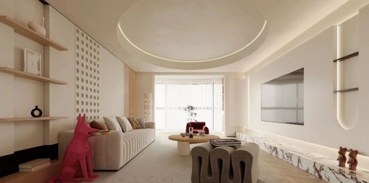 现代简约三居室客厅装修效果图