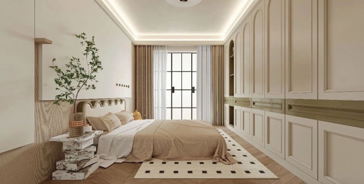 现代简约三居室卧室装修效果图