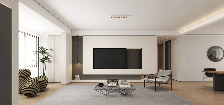 现代简约三居室客厅装修效果图