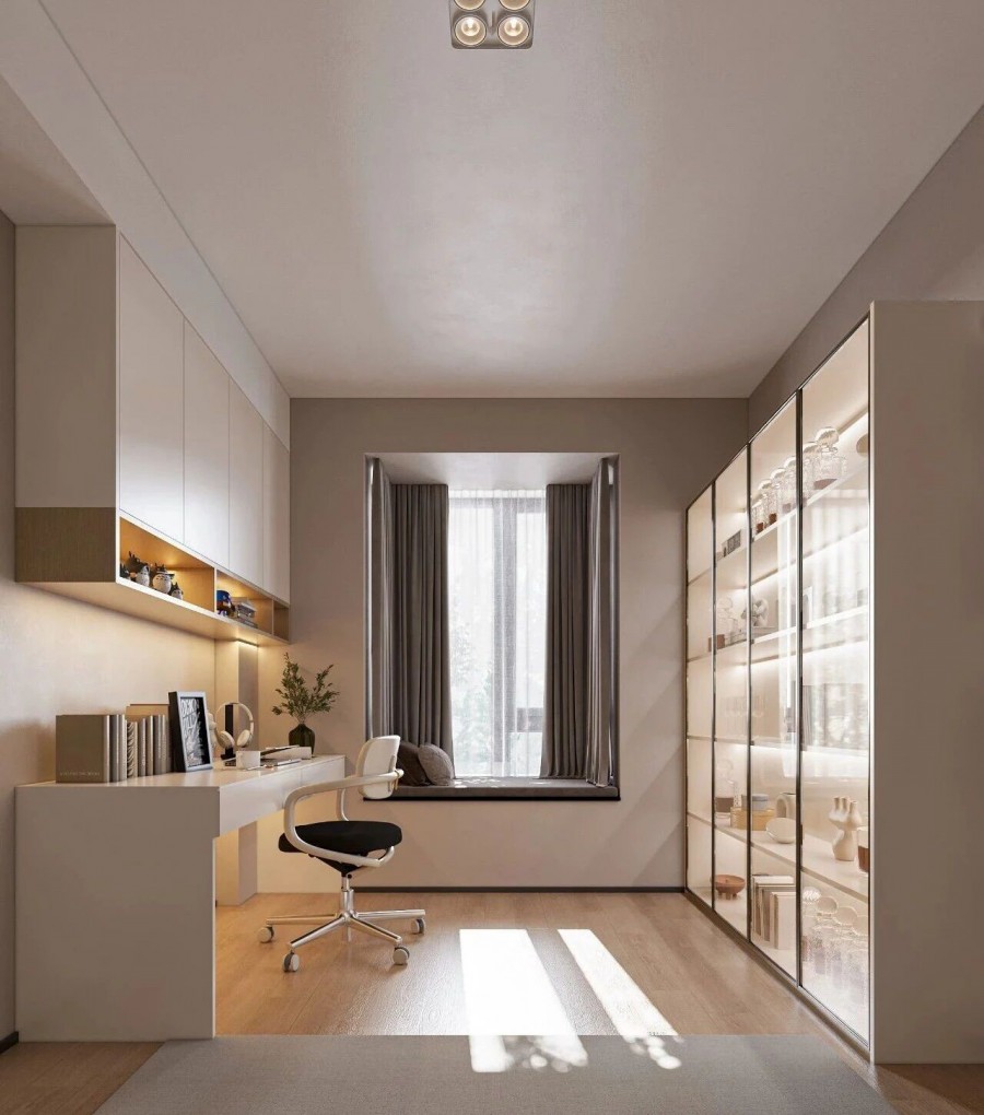 现代简约三居室书房装修效果图