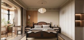 中古风三居室卧室装修效果图