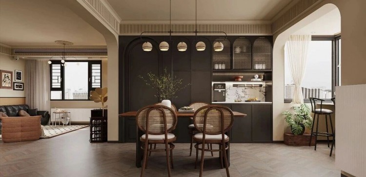 中古风三居室餐厅装修效果图