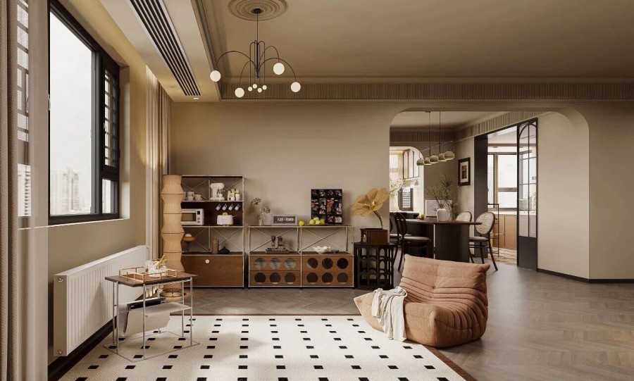 中古风三居室客厅装修效果图