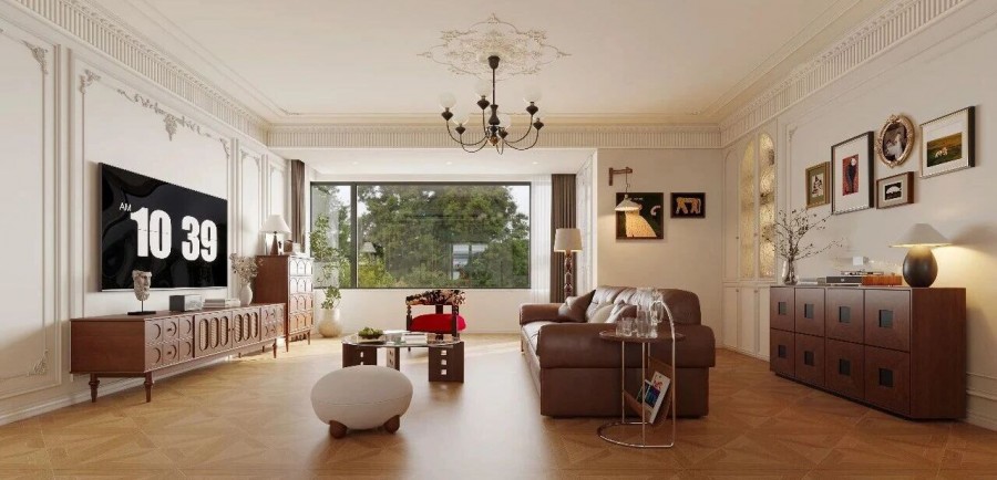 中古奶油风三居室客厅装修效果图