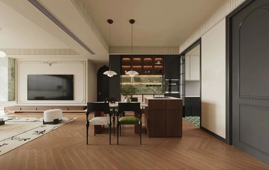 法式中古风三居室餐厅装修效果图