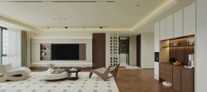 奶油中古风三居室客厅装修效果图