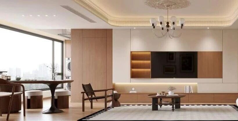 中古风三居室客厅装修效果图